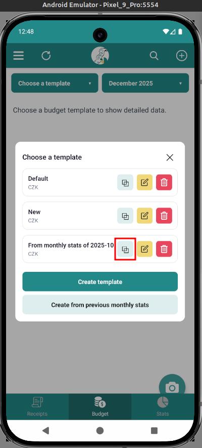 Budget template screenshot